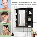 Miniatyrbillede 2 af 6: COSTWAY Badeværelsesvægskab med spejl Toiletopbevaring med dør og 6 hylder 65 x 16,5 x 63 CM Sort Svart