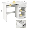 Pikkukuva 4 / 4: COSTWAY suora työpöytä 108 x 48 x 75 CM (P x L x K) - Liukuva näppäimistöalusta, 1 iso laatikko, 1 säädettävä ja irrotettava hylly valkoinen