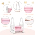 Miniatyrbild 3 av 4: COSTWAY Steppall för barn 2 Anti-Slip-steg-för potträning-Säkerhet Armstöd-Triangulär struktur-Rosa rosa