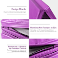 Miniatyrbillede 5 af 6: Foldable Gymnastics Mat COSTWAY-240 x 116 x 5 CM - Made of Foam and Detachable PU - Transport Handles - Self-adhesive Closure Lila