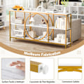 Miniatyrbillede 3 af 6: COSTWAY Konsolbord XXL - 3 Niveauer 180 x 30 x 90 cm (L x B x H) Marmor Effekt Guld Metalram