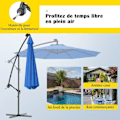 Miniatyrbillede 4 af 4: COSTWAY 3M Offset Parasol med 24 LED Solar Lampe i Vandtæt Polyester Højde 2,5M med 8 Blå Jern Ribber Blå