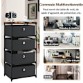 Miniatyrbillede 2 af 6: COSTWAY kommode med 4 stofskuffer 42 x 33,5 x 84,5 cm, med metalramme, opbevaringsskuffemøbler til soveværelse, industri, sort Svart
