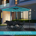 Miniatyrbillede 2 af 6: COSTWAY Parasoller med Udtræk φ300x250cm - 40 LED Krydsbase - Vinkeljustering 0 til 35 ° - Vippestang - 360° Rotation - Turkis