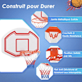 Miniatyrbillede 4 af 6: Væghængt Basketkurv 45 cm COSTWAY med Brudsikkert Panel, Rivefast Net til Børn Indendørs/Udendørs, 91 x 61 cm vit + röd