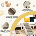 Miniatyrbild 2 av 4: COSTWAY Vikbar hund-/katttrappa 4 plaststeg Last 60 kg 62,5x38x49 CM Mjuk filt och halkskydd Beige