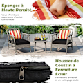 Miniatyrbillede 2 af 6: COSTWAY Ensemble 3 stk Havebord og Stole i PE-Rattan, med Puder, Ryglæn Justerbart i 5 Niveauer, Bræddebord
