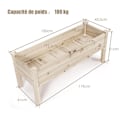 Miniatyrbillede 4 af 4: COSTWAY Rektangulær træurtepotte 119x43,5x51 cm Firkantet hævet grøntsagshave med 5 drænhuller til grøntsager Urter Blomster