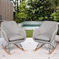 Miniatyrbillede 3 af 4: COSTWAY Ergonomic Relax gyngestol polstret med blød epony, metalstel til stue, balkon, soveværelse, grå Grå