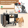 Miniatyrbillede 2 af 4: COSTWAY Hundeopbevaringsenhed, justerbar højde, 2 aftagelige 1,2 L skåle i rustfrit stål, 82 x 35 x 60 cm Brun och Svart