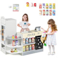 Miniatyrbild 1 av 4: COSTWAY Barnhandlare 15 tillbehör, varuautomat, barnbutik med svart tavla, 3-8 år grå Grå