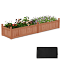 Miniatyrbillede 1 af 6: COSTWAY Firkantet Plantekasse i Fyrretræ med Separator, Drænsystem, Foder, Grøntsager Blomster Urter, Brun Rustik brun