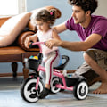Miniatyrbillede 2 af 6: COSTWAY Trike til Barn med Pedaler, Justerbart Sæde, Opbevaringskurve, Robust Kulstofstål, 4 EVA Hjul, 1,5 til 5 År, Lyserød