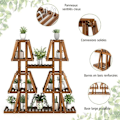 Miniatyrbild 3 av 4: COSTWAY förkolad tallträ Blomväxthylla - 5-vånings växthållare, spaltdesign - inomhus utomhus