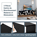 Miniatyrbillede 6 af 6: COSTWAY 65" TV-møbel i 3 dele, modulær bogreol til stue, soveværelse, TV-møbel i træ, 135x30x43cm, sort