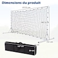Miniatyrbillede 4 af 4: COSTWAY Børnefodbold Rebound Net - 372,5 x 182,5 cm - PE Net - Bæretaske - Metal fodboldtræning - Hvid