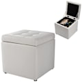 Miniatyrbild 2 av 4: COSTWAY PU Förvaringspall 64 L - 40 x 40 x 40CM Max 150 kg vit Vit