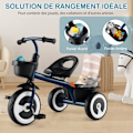 Miniatyrbillede 4 af 6: COSTWAY Tricycle til Barn med Pedal, Justerbart Sæde, Opbevaringskurve, Robust Kulstofstål, 4 EVA Hjul, 1,5 til 5 År, Blå