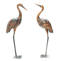 Miniatyrbillede 1 af 4: COSTWAY Stående Svanestatue Sæt af 2 til Have Vandtæt Metalramme Farvegradient Fjer Realistiske Dyr Gradient färg fjädrar