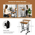 Miniatyrbillede 2 af 4: COSTWAY Sit-Stå-skrivebord med hjul Computerbord Højdejusterbar arbejdsstation Moderne stil Valnød kastanj