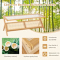 Miniatyrbild 3 av 4: COSTWAY Soffbord 120 cm i bambu - Skiva i härdat glas, tidningsställ i rotting - Vardagsrumsbord för vardagsrum, kontor, sovrum Naturlig