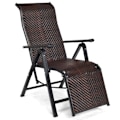 Miniatyrbillede 1 af 4: COSTWAY Justerbar Lounge Stole i PE Rattan - Justerbar Ryglæn, Skridsikre Fødder, Metalramme - Foldbar Solseng kastanj