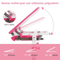 Miniatyrbillede 4 af 4: COSTWAY Ergonomisk børneskrivebordssæt Højdejusterbar, vippelig top 0-45°, skydehylde til flere opbevaringssteder Pink Rosa