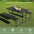 Miniatyrbillede 2 af 4: COSTWAY campingbord med 2 foldbare bænke - 4 til 6 personer - til Picnic-Camping Sort