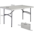 Miniatyrbild 4 av 4: COSTWAY Hopfällbart campingbord - Vit - 150 x 72 x 74 cm - Vattentät, Robust plast Vit
