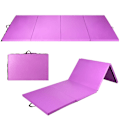 Miniatyrbillede 1 af 6: Foldable Gymnastics Mat COSTWAY-240 x 116 x 5 CM - Made of Foam and Detachable PU - Transport Handles - Self-adhesive Closure Lila