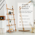 Miniatyrbillede 3 af 4: COSTWAY Bambusbibliotek med 5 niveauer, 64 x 36 x 181 CM, Bibliotek/Opbevaringsmøbel, Anti-tipper enhed