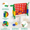 Pikkukuva 2 / 4: COSTWAY Games Power 4 Giant Multifunction 3 in 1 kanssa koripallovanteen sivurengaspeli 42 sormusta lapsille Vihreä rött och grönt