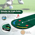 Miniatyrbillede 2 af 4: Bærbar golftræningsmåtte - COSTWAY - 300 x 96 cm - True-roll overflade - 3 kopper - 2 forhindringer Grön