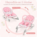 Miniatyrbillede 2 af 4: COSTWAY 2 i 1 Baby Bouncer-3 Position Ryglæn-fast sæde/Aftageligt vaskbart stof Rocker-Toy Arch-0 til 6 måneder 9 kg-Pink