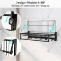 Miniatyrbillede 3 af 4: COSTWAY Foldbar aluminiumsbrusehylde - 5 bevægelige kroge - Bruser-sæbeholder - til badekar, badeværelse, køkken, sort