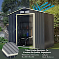 Miniatyrbillede 5 af 6: COSTWAY Metal Have i Haven 4,07 m² 213 x 191 x 195 cm med 2 låsbare skydedøre og 4 ventilationshuller grå til cykler