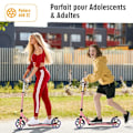Miniatyrbillede 2 af 6: COSTWAY Sammenklappelig Kickbike til Børn 2 Hjul Belyst med T-formet Stang 3 Højder Justerbare Skridsikker Platform 100KG Lyserød