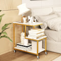 Miniatyrbillede 2 af 6: Mobil bord i G-form - COSTWAY - 3 niveauer åbne hylder - til salon sofa med låsbare hjul - Guld