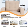 Miniatyrbillede 3 af 4: COSTWAY Komfortabel 1-personers stuelænestol - 2 sidelommer, linned soveværelsesstol, beige gummitræben Beige