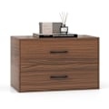 Miniatyrbillede 1 af 4: COSTWAY Stabelbar 2-skuffers kommode, med anti-tip-sæt, til soveværelse, stue, kontor, 60 x 34 x 38 cm, valnød