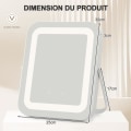 Miniatyrbillede 4 af 4: COSTWAY Square Makeup Spejl 25x30CM - Justerbart LED-lys, berøringsskærm, 360° rotation, hukommelsesfunktion, metalstativ