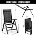 Miniatyrbillede 4 af 4: COSTWAY sæt med 2 aluminiumslegering foldehavestol - justerbart tilbagelænet ryglæn Skridsikre puder mesh stof