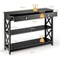 Miniatyrbillede 4 af 4: COSTWAY konsol, indgangsenhed - 100 x 30 x 80 CM - 1 skuffe og 2 opbevaringshylder til entre, stue sort