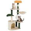 Miniatyrbillede 1 af 6: COSTWAY Multi-Level Katte træ med Søde Blomster, Plys Øverste Platform, Hule, Kradsebræt og Sisal Plade, Bold