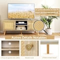 Miniatyrbillede 2 af 4: COSTWAY tv-stativ i træ til 55" tv med 4 rum, 4 træben, 2 rattan-skydedøre, 120 x 40 x 40,5 cm
