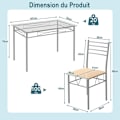 Miniatyrbillede 4 af 4: COSTWAY bord- og 4 stolesæt, plader af hærdet glas, lakeret metalstel til køkken, stue