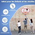 Miniatyrbillede 5 af 6: Væghængt Basketkurv 45 cm COSTWAY med Brudsikkert Panel, Rivefast Net til Børn Indendørs/Udendørs, 91 x 61 cm vit + röd
