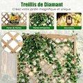 Miniatyrbild 4 av 6: COSTWAY Blomlåda med Spaljé i Furu med 4 Dräneringshål, Utomhus Blomkruka för Klätterväxter, Naturlig