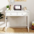 Miniatyrbillede 3 af 6: COSTWAY Computer Desk med 2 Stofskuffer - 4 Hængende Kroge 90 x 45 x 75 cm - Metalramme til Stue og Soveværelse