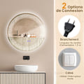 Miniatyrbild 3 av 4: COSTWAY Ø 60 cm Badrumsspegel med mönster - LED, Anti-fog, 3 färger, Minnesfunktion, Tid/Temperatur Display, IP44